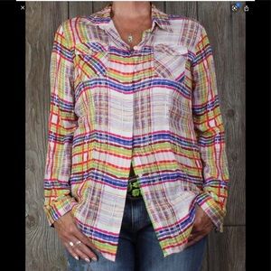 Cabi multicolor plaid shirt blouse Size S